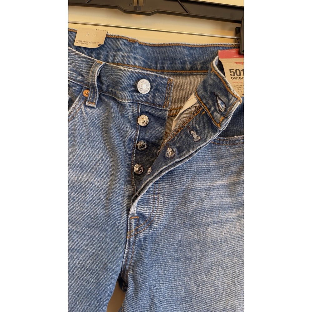 Levi's 501 Original Distressed Medium Wash Button Fly Straight Leg Jeans 27x30 - Picture 8 of 8